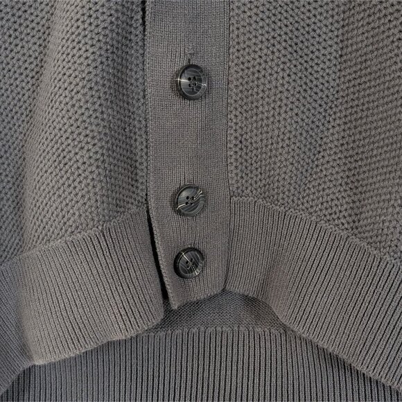 Gap Mens Cardigan Shawl Collar Chunky Waffle Ribbed Knit M Grey Grandpa - Picture 3 of 11